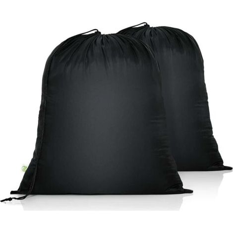 2er-Pack faltbarer Reise-Wäschesack für Schmutzwäsche, Aufbewahrungsbeutel mit Kordelzug, Stoffbeutel, Wäschesäcke für Spielzeug, Zuhause, Wohnheim, Camping, College (46 x 58 cm, schwarz) (1/5)