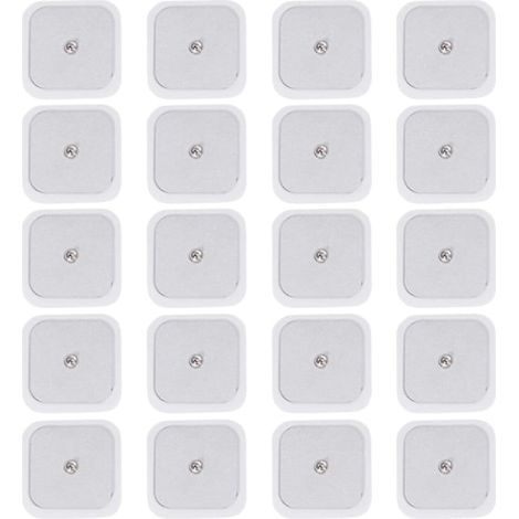 20 plaques TENS auto-adhésives 5x5cm compatibles avec les appareils BEURER Tens, électrodes de rechange réutilisables pour massage électrothérapeutique (blanches) (1/5)