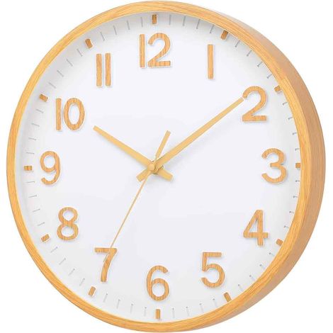 Horloge Mural - Design Moderne Texture Jaune - Mécanisme Quartz Silencieux - Pour Salon Chambre Bureau - 25 Cm (1/5)