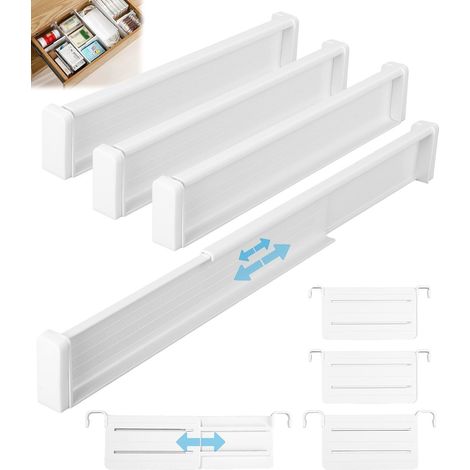 Schubladeneinsätze, 4er-Pack, verstellbare und ausziehbare Schubladeneinteiler, ideal für Küche, Büro, Kommode und Kleiderschrank, 32–56 cm (1/5)
