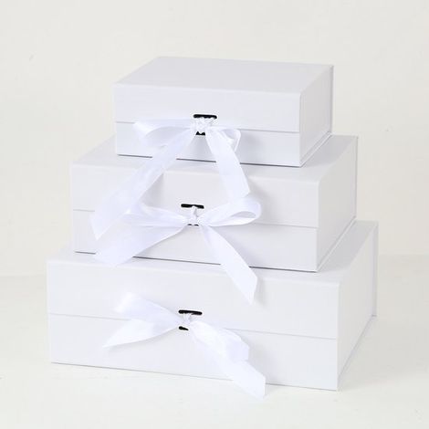 Eine wunderschön gestaltete elegante faltbare Geschenkbox mit Deckel Magnetverschluss und Schleife perfekt für Hochzeiten Geburtstage und alle 34 34 (1/5)