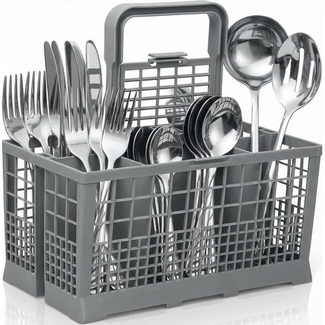 Panier à couverts universel JeiibrZui pour lave-vaisselle - 245 x 140 x 240 mm - 6 compartiments avec couvercle - Polyéthersulfone noir - Compatible Bosch, Siemens et Bauknecht (1/5)