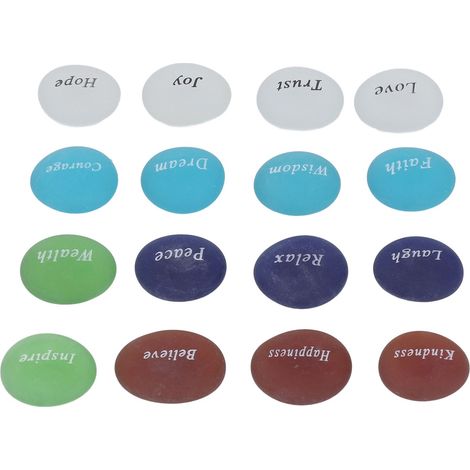 16 pierres colorées inspirantes, pierres décoratives plates, remplissage de vase gravé, matériaux de bricolage pour la décoration de bureau (1/5)