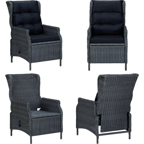 Chaise inclinable de jardin coussins Résine tressée Gris foncé - Chaises De Jardin - Chaises Relaxantes - Mobilier De Jardin - Meubles De Jardin - Chaise Inclinable - Home & Living (1/5)