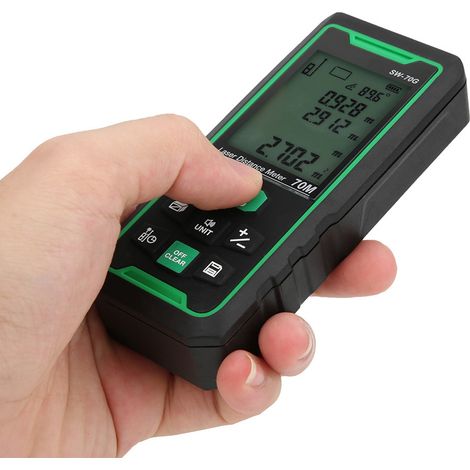 Télémètre laser numérique portable SW-70G, portée 70 m, avec écran LCD et faisceau vert. (1/5)