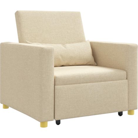 Maison Exclusive - Divano letto estraibile singolo Crema 90 x 165 x 87 cm Tessuto