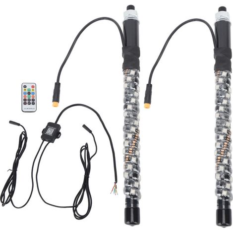 Jeffergarden Fouet lumineux LED de 30 cm (1 pied) 12 V 20 couleurs Indice de protection IP67 Protection contre les surcharges Télécommande pour antenne de mât de drapeau (1/5)