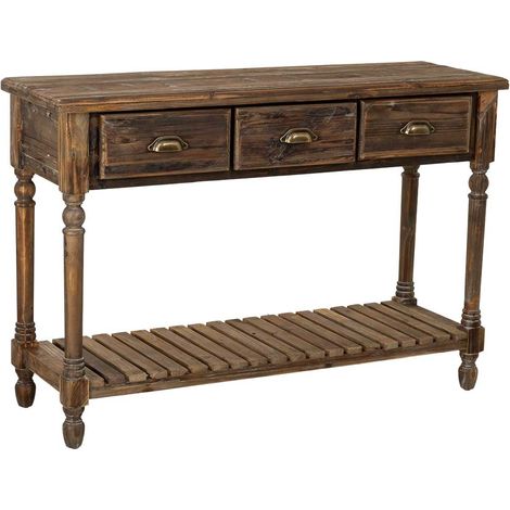 Recibidor de madera con 3 cajones 120x38x81h cm