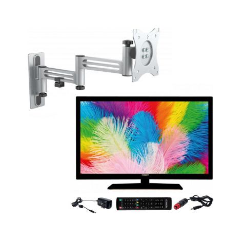 Pack TV LED 21.5" Full HD 12V – Support TV double bras 180° – Compatible 12/24/220V – Tuner DVB-T2 – Antarion