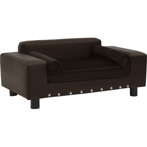 Canapé pour chien Canapé Lit chien chat sur pied Marron 81x43x31 cm Peluche et similicuir 57091 (1/5)
