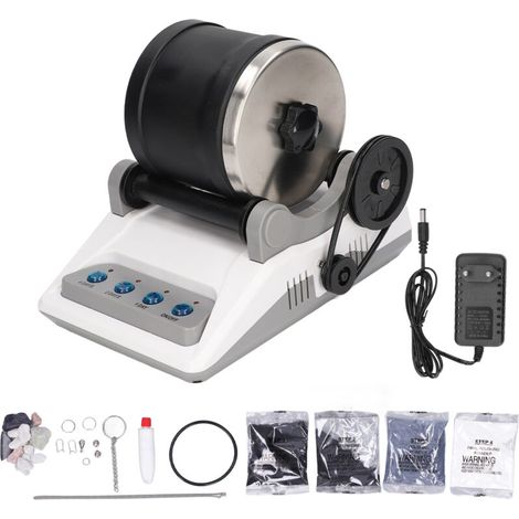 Kit de polissage de pierres avec moteur électrique pour adultes et enfants - Pierres brutes et abrasifs inclus - 100‑240V prise EU