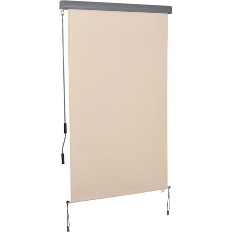 Store vertical pour balcon en polyester et aluminium crème 200 x 120 cm avec manivelle (1/5)