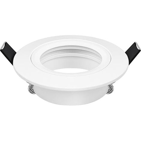 Spot Encastrable GU10 Aluminium blanc, spot led encastrable de plafond Projecteurs Cadre Avec Douille GU10, Rond Support extra plat Pour Lampes LED Ou Halogènes, Trou de montage ø60-70mm (1/4)