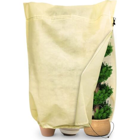 Housses de Protection pour Plantes,Housse D'hivernage pour Plante vec Cordon de Serrage Réglable et Fermeture éclair en Métal,Housse d Hivernage Arbre Arbuste pour Hiver,180 x 120 cm, Jaune c (1/5)