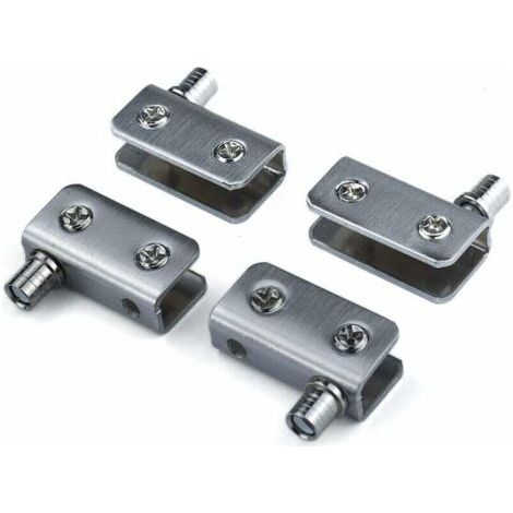 Cerniere per mobili, cerniere per porte in vetro, cerniera girevole a 90°, per vetro senza foratura, acciaio inox, adatte per vetro da 5 a 8 mm, Starlight, confezione da 4