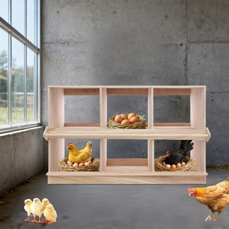 Hühnerstall Hühnerhaus, 6 Abteile Legenester für Hühner, 94×44×58cm Hühnerhaus Winterfest aus Holz mit Ruheplattform, Hühnerstall für 6 Hühner, Passend für Verschiedene Hühnerrassen (1/5)