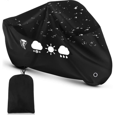 Bache Moto, Housse Moto Résistant aux déjections d'oiseaux, à l'eau, à la Poussière/Neige/Pluie, au Vent,Bache de Protection Exterieur pour Scooter Custom De 245105125 cm (1/5)