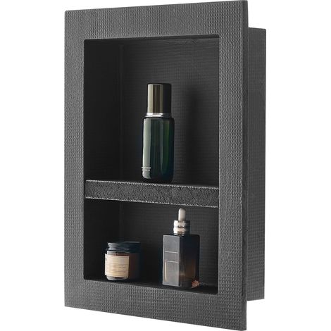 Niche Encastrable Salle de Bain, 10,16x40,64x50,8 cm, Niche Douche Encastrable Murale Étagères Organisateur de Rangement Moderne, pour Stockage de Savon, Shampoing, Douche, Salle de Bains, Noir (1/5)