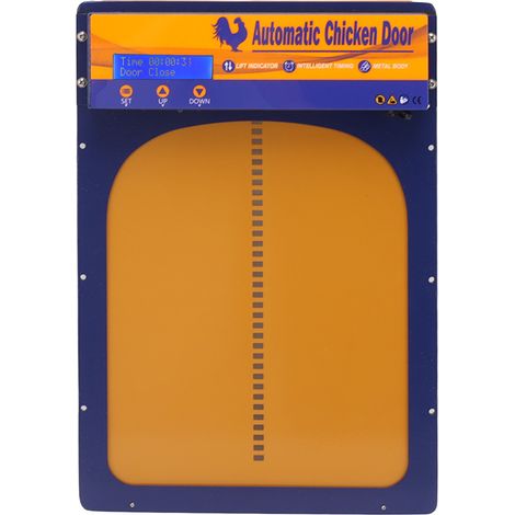 Porte de poulailler automatique à piles avec minuterie, compatible avec poules, canards et oies. Prise US 100-240 V. Couleur : bleu royal. (1/5)