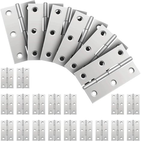 24 petites charnières en acier inoxydable, connecteurs et charnières pliantes pour portes, meubles, boîtes, coffrets et projets de bricolage, accessoires de montage robustes (1/4)