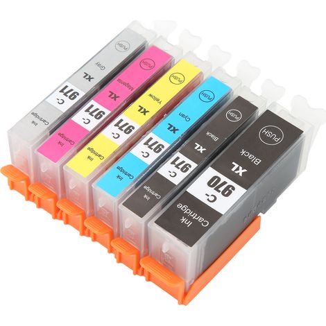 Cartouche d'encre de remplacement multi-couleurs 970-971 pour imprimante jet d'encre PIXMA MG5790 MG5795, 6 teintes (noir, noir, cyan, magenta, jaune, gris) (1/5)