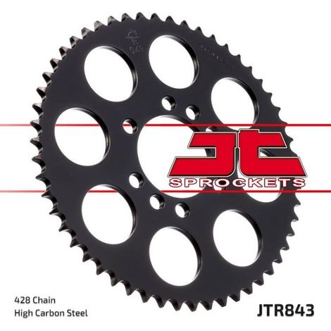 Pi帽贸n trasero de acero JT R843-53, 53 dientes, tama帽o 428 (1/2)