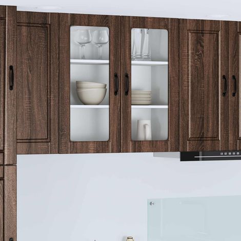 vidaXL Wall Glass Cabinet PORTO Brown Oak 80 x 31 x 80 cm (1/5)