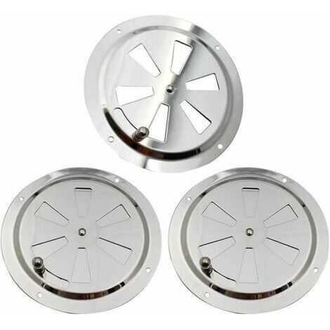Ahlsen 3 Pièces Grille de Ventilation Ronde, Rosette de Ventilation en Acier Inoxydable Grille d\'Aération 125 mm, Ouverture d\'Aération Réglable Ventilateur à Branchies, pour Fumeurs, Camping-Cars (1/5)