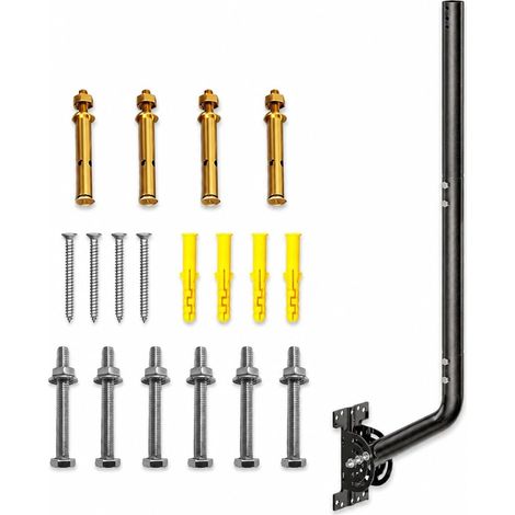 Antenne Support, mât d'antenne – Support réglable et Support Mural pour antennes TV, Satellite, Radio et WLAN (Noir, 82 cm) (1/5)