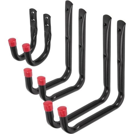 6Pcs Garage Storage Hooks Heavy Duty Steel Tools Hooks Wall Mount Utility Garage Hangers for Ladder Bikes Tools Garden Hose (1/5)