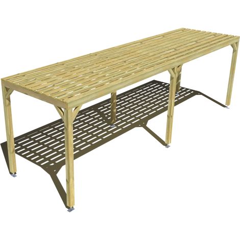 Pergola bois • 8m x 2m • indépendante • sens profondeur • platelage bois • livraison comprise