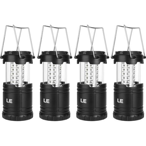 Lampe de Camping D Portable, Lanterne D étanche à Piles, Lanterne de Camping pour Bricolage, Cave, Tente, Eclairage de Secours, Lot de 4 (1/5)