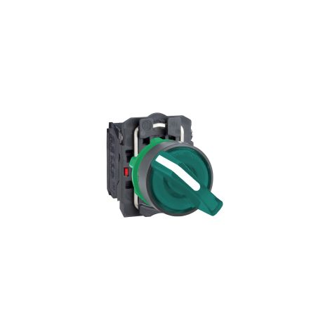 Harmony XB5 - bouton à manette lumin - Ø22 - 2 pos fix - vert - 1O+1F - 230V