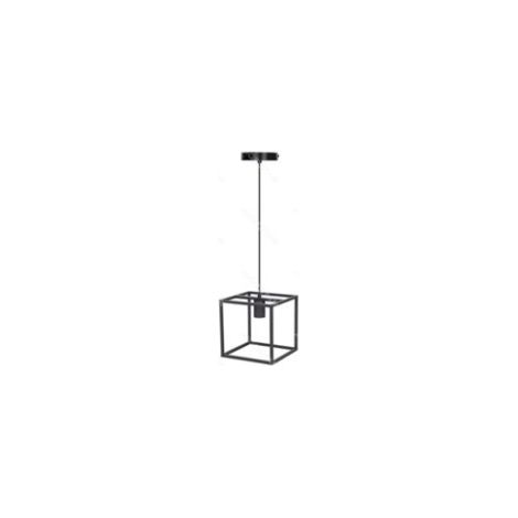 Suspension carrée en métal noir, culot E27, style moderne pour cuisine et bar (ampoule non incluse)