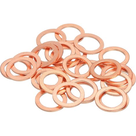 18Pcs Rondelles Métal Plates, M10 Rondelles En Cuivre Joint 10mm DI, 14mm DE, 1.5mm Epaisseur D'Etancheite Rondelles Ecrasables Kit Assortiment, Boulons Vis Reparation Machine (1/5)