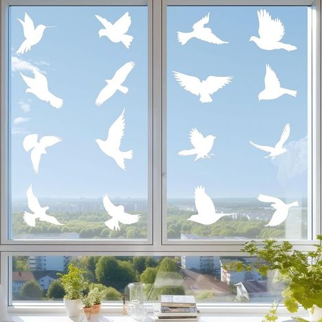 Autocollants anti collision pour oiseaux de fenêtre 16 Pcs,Autocollant Blancs pour Vitre pour la Protection des Oiseaux (1/5)