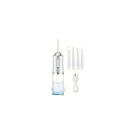 Hydropulseur électrique portable, puce intelligente contrôlant avec précision la pression, buse rotative à 360 degrés, irrigateur oral – Blanc (1/4)