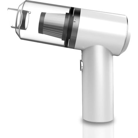 Aspirateur à Main pour Voiture, Rechargeable par USB, Portable, léger avec Lampe LED, aspirateur de Voiture sans Fil, pour la Voiture, la Maison, la Cuisine, Les Poils d'animaux (Blanc) (1/5)