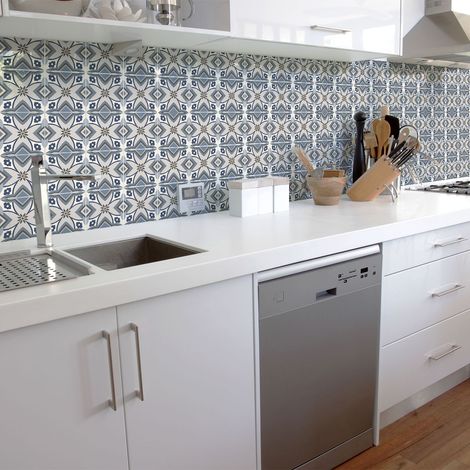 Sticker Mural Carrelage adhésif Cuisine Salle de Bain - 30 STICKERS CARRELAGES AZULEJOS AVENTINO - 30stickers10x10cm (1/5)