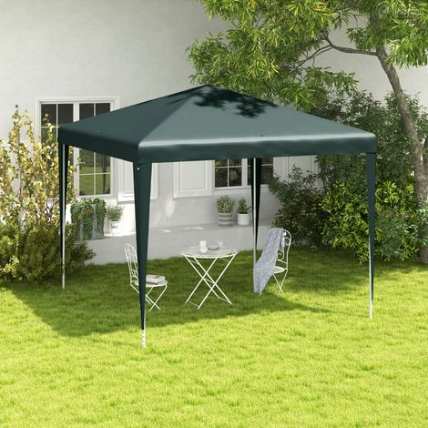Vert foncé - Gazebo 2,7x2,7 m, montage rapide avec système de clic, cadre en acier inoxydable