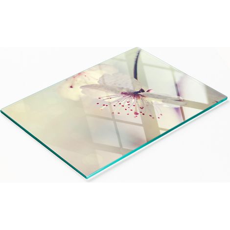 Tabla de cocina decorativa multifuncional con diseño de flor de cerezo endurecida, 80x52 cm. (1/5)