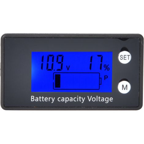 Voltmètre numérique LCD, format moyen, portable, pour la mesure de la tension des batteries, outils industriels, CC 10-100 V (10-100 V, alarme de température bleue) (1/5)