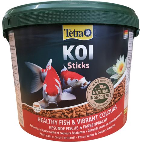 Aliment complet flottant Koï stick 10 litres , 1,5 kg pour carpes koï de bassin - Tetra