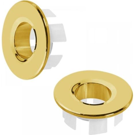 2-Piece Sink Overflow Ring, Brass Sink Overflow Rings, Circular Sink Hole Cover for Bathroom and Kitchen (Gold) (1/4)