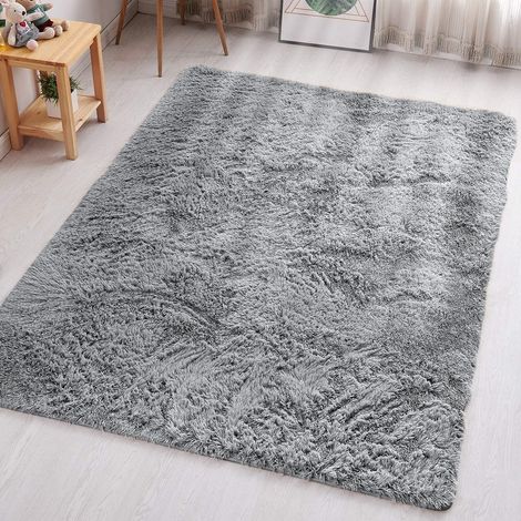 Tappeti per soggiorno - Tappeto grigio antiscivolo per camera da letto - Tappeto moderno super morbido e spesso con nodi, piccolo, soffice e a pelo lungo, non perde pelo, 50 cm x 80 cm (1/5)