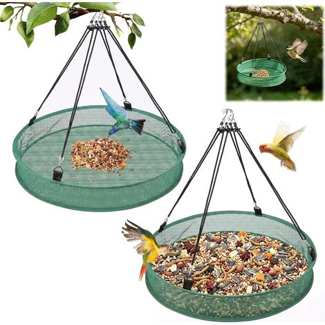 Mangiatoia per uccelli da esterno rotonda da 2 pezzi, mangiatoia per uccelli sospesa da 61 10 cm per uccelli selvatici in giardino, balcone terrazza, fattoria e all'aperto (1/5)