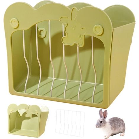 Mangeoire à foin lapin , suspendu ratelier foin lapin,sac Distributeur de foin lapin nain, pour Petits Animaux Lapins, Lapins Nains, Cochons d'Inde (Vert,202512.5cm) (1/5)