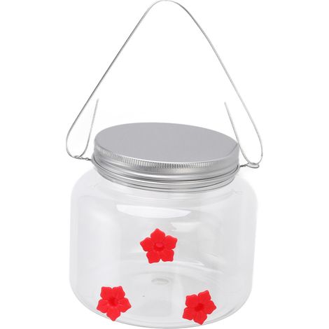 Mangeoire à colibris transparente, décorative et portable, à suspendre, pour terrasse et jardin (475 ml). (1/5)