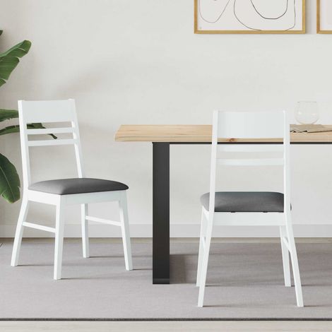vidaXL  Dining Chairs  2 pcs White 43 x 54 x 89 cm Solid Rubber Wood