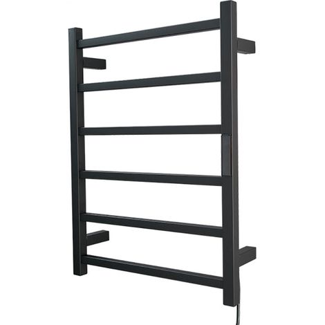 Sèche-Serviettes électrique, Mural avec Minuterie Porte-Serviettes Chauffant Thermostatique en Acier Inoxydable 304 60X45cm Hardwired, NOIR (1/4)